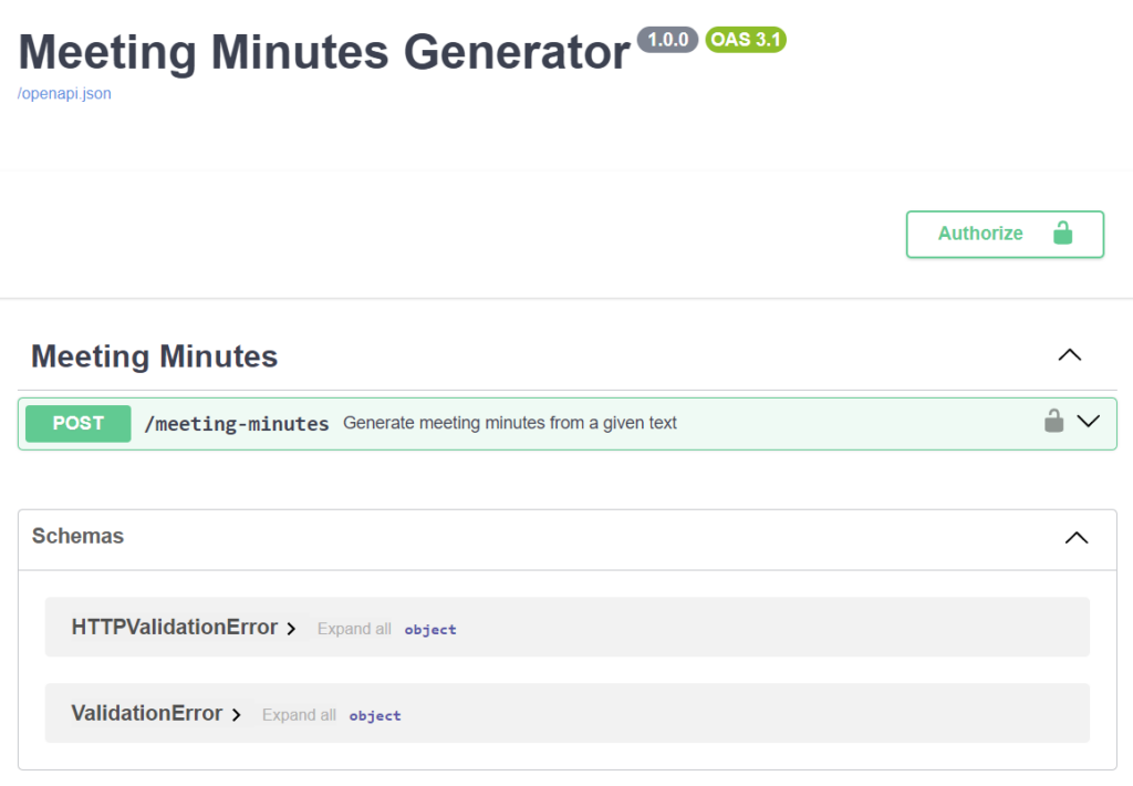 meeting minutes API