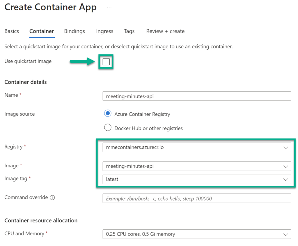 Create Container App for Meeting Minutes API - Define Container