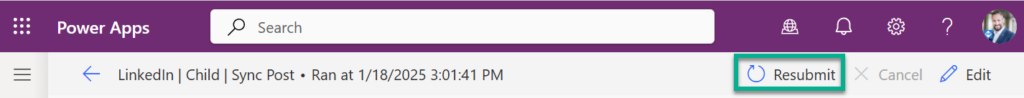 re-submit a Power Automate flow