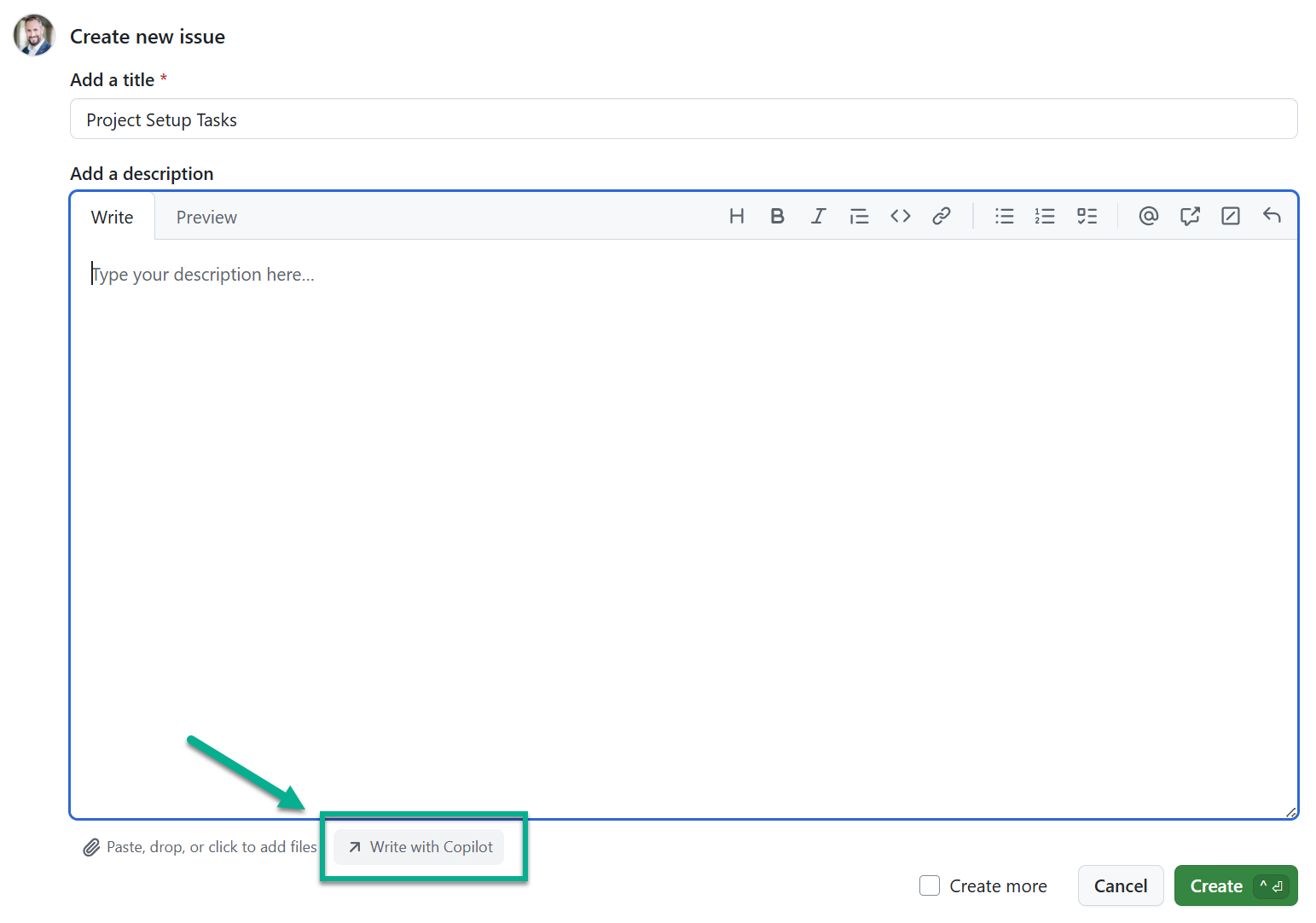 Creating a new GitHub issue to describe PCF control requirements for the Copilot Coding Agent