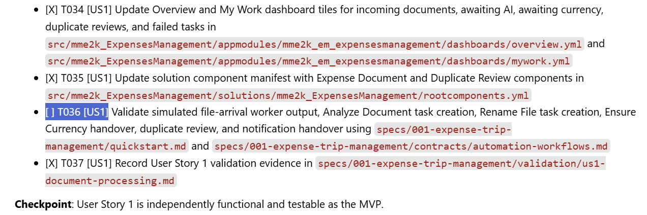 Open tasks remaining after implementation