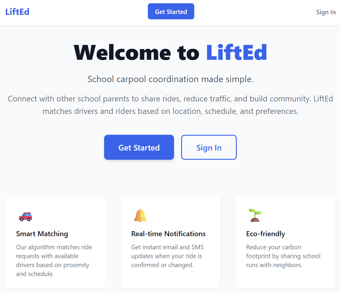 Welcome to LiftEd — the school carpool coordination app