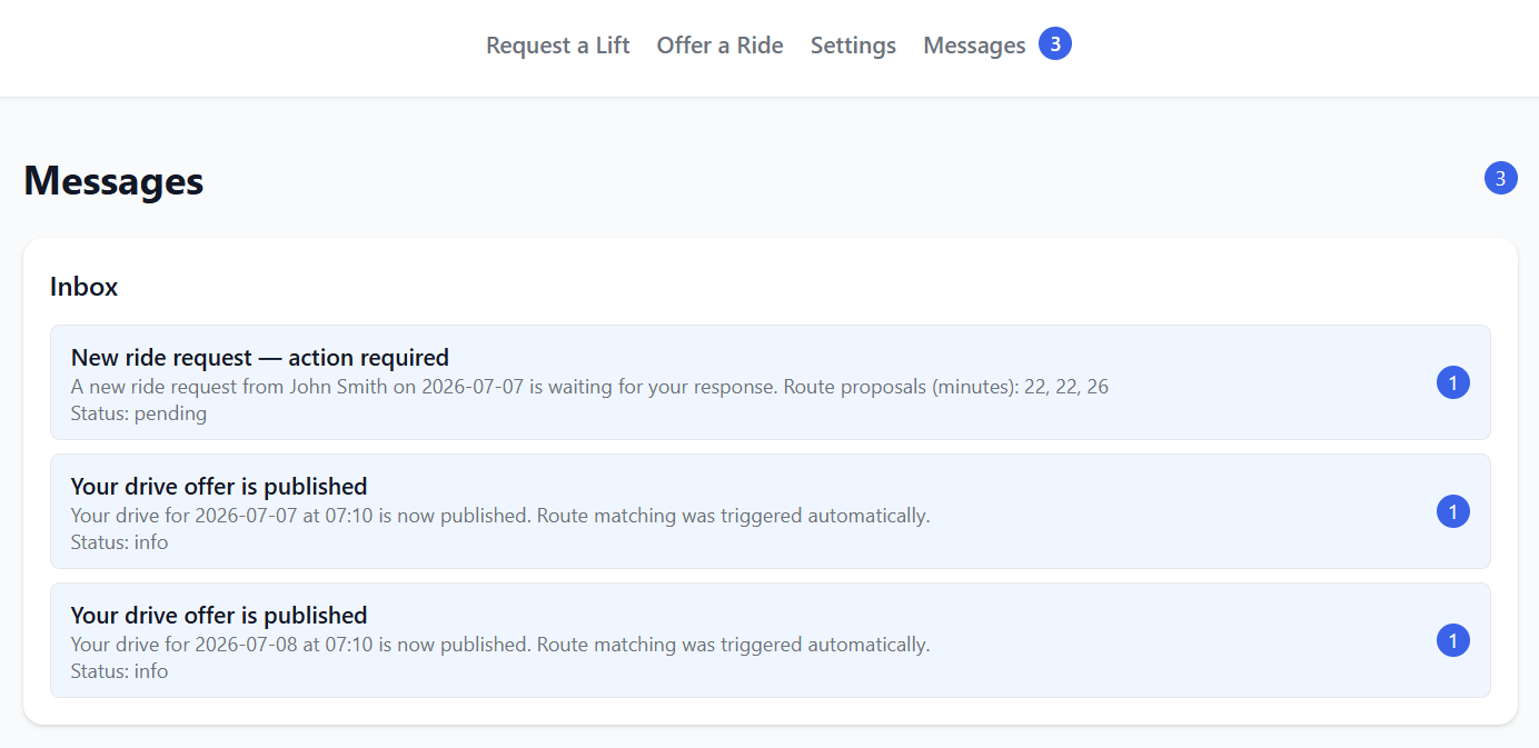 LiftEd messaging inbox — what replaced the WhatsApp chaos