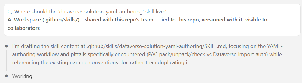 Confirming the skill's scope for future Dataverse implementations
