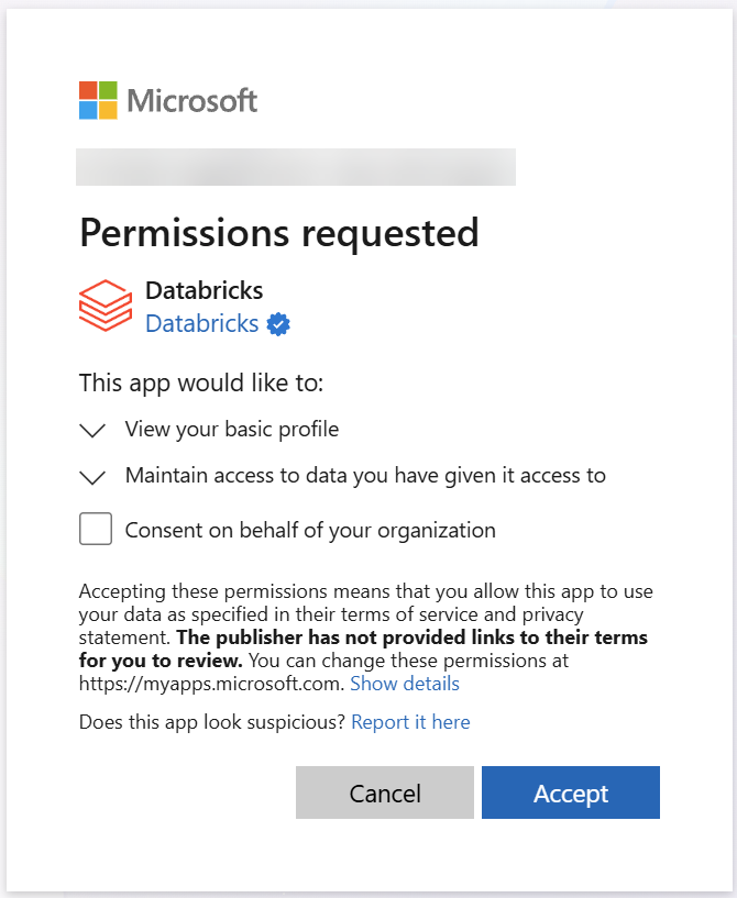 Granting consent to provision a Databricks workspace